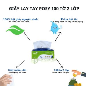 giấy lau tay posy 100 tờ 2 lớp
