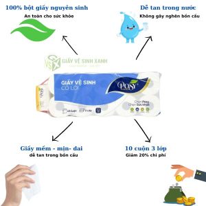 giấy vệ sinh posy 10 cuộn 3 lớp có lõi