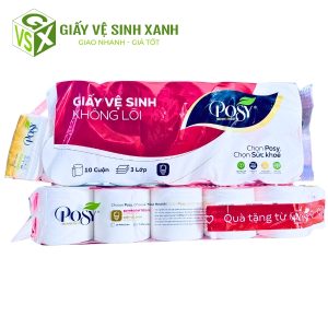 giấy vệ sinh posy 10 cuộn 3 lớp không lõi
