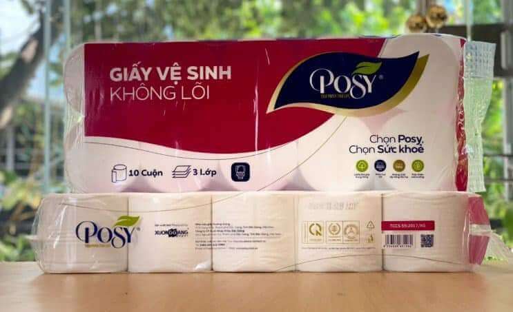 Giấy vệ sinh Posy 10 cuộn 3 lớp không lõi