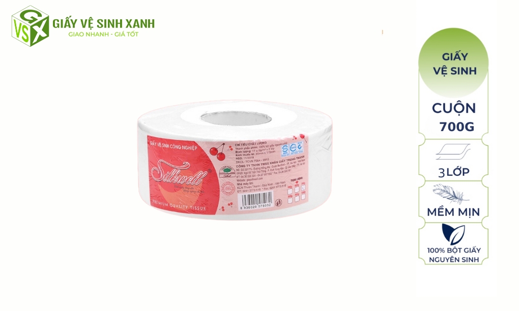 Giấy vệ sinh cuộn lớn Silkwell 700g