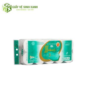 giấy vệ sinh Hà Nội Silk 10 cuộn 3 lớp xanh