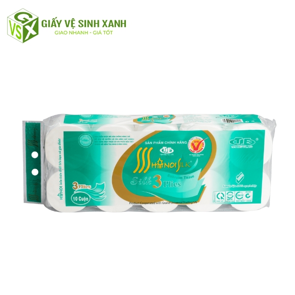 giấy vệ sinh Hà Nội Silk 3 lớp xanh